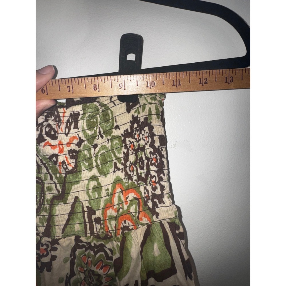 Vtg Y2K Dolled Up by F.A.N.G Sz M Smocked Tube Top Floral Beaded Boho Hippie - Picture 7 of 10